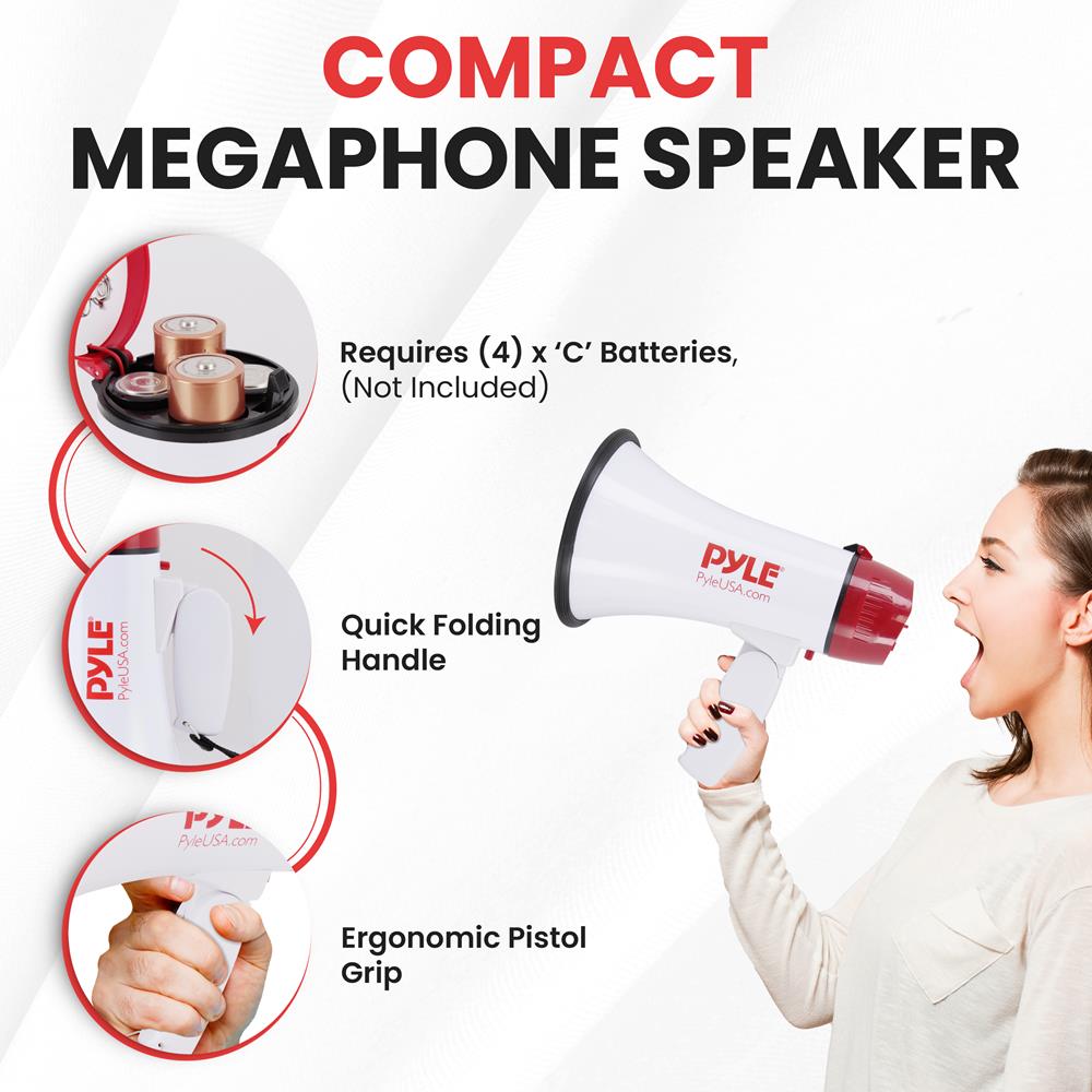 Portable Battery-Powered Megaphone with 50W Loudspeaker - Perfect for Outdoor Events, Sports Games & Emergency Announcements