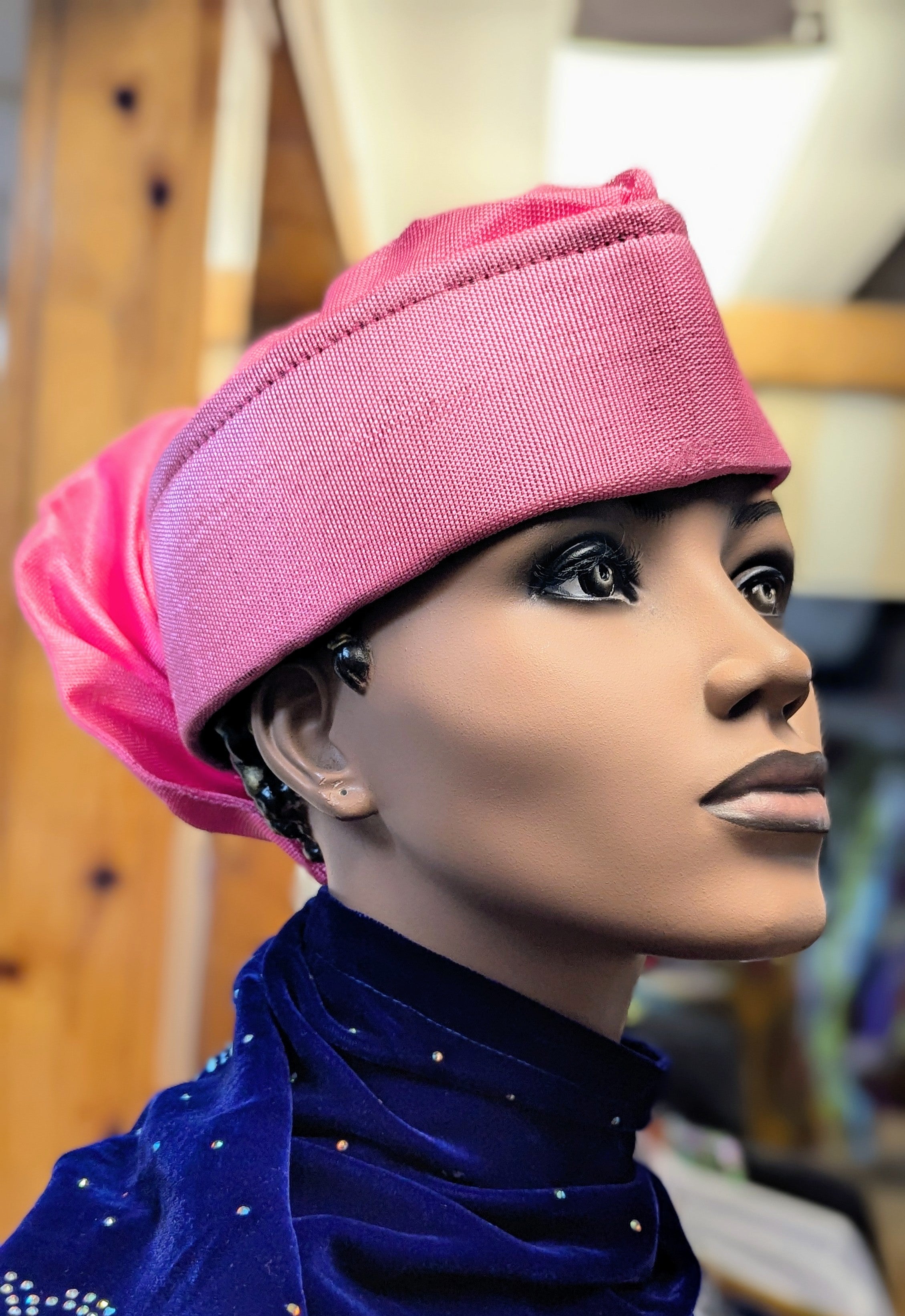 Dupsie's Emem Aso Oke Autogele Ready Gele - African Pre-Tied Crown Head Wrap Hat for Women - Elegant Traditional Headpiece for Weddings, Parties & Special Occasions (DPAGBPR32)