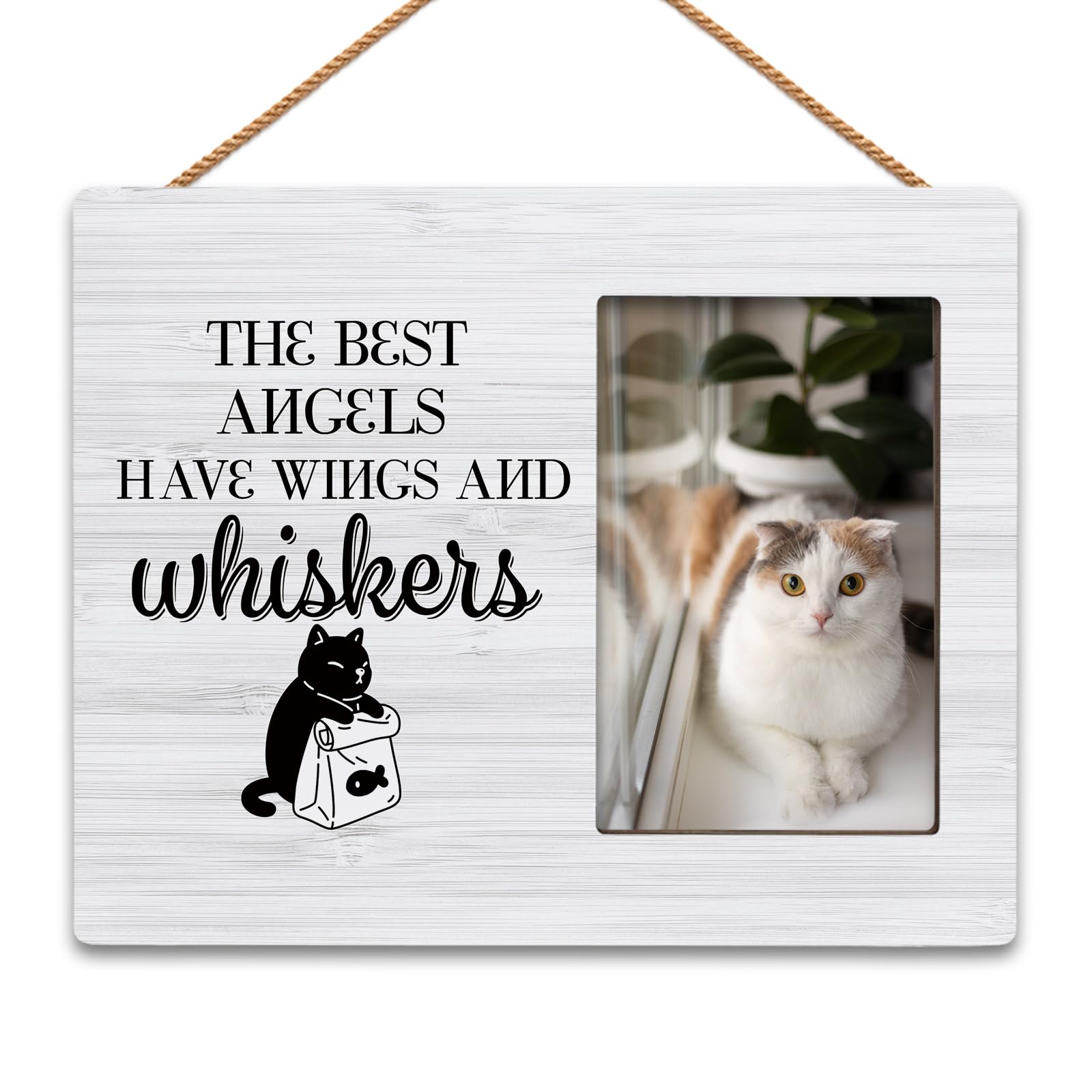 HIWX Cat Memorial Picture Frame - 4x6 Pet Remembrance Photo Frame for Cats | Sympathy Gift for Cat Lovers | Perfect for Home Memorial Display & Pet Loss Comfort