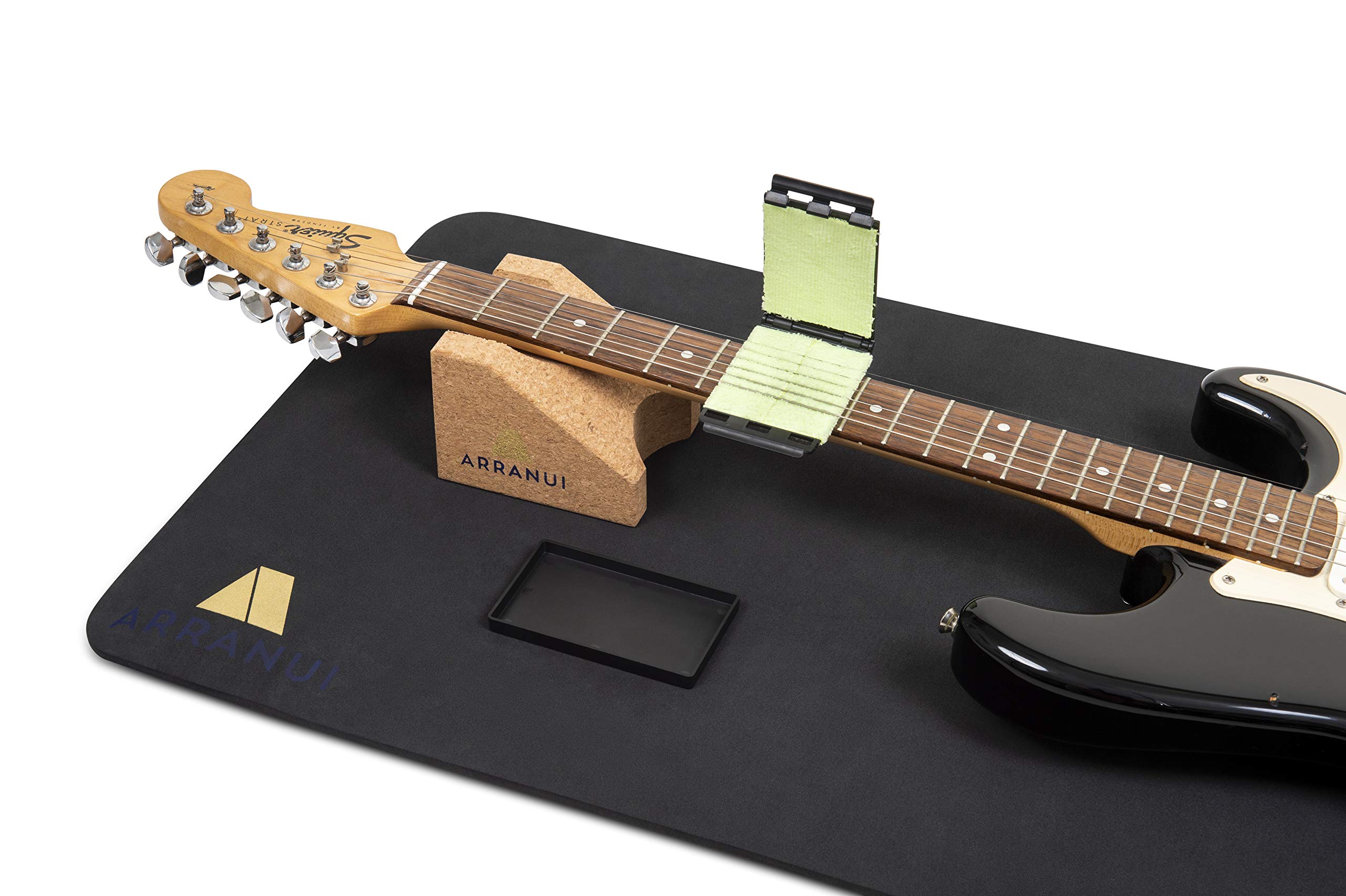 Premium Guitar Work Mat & Neck Rest Support Cradle - Non-Slip Workbench Mat & Guitar Stand - Complete Repair & Maintenance Cleaning Kit with String Cleaner Tool - Ideal for Guitar Setup, Repair & Home Studio Use