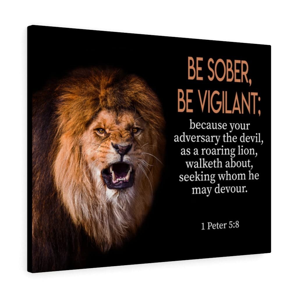 Christian Wall Art - 1 Peter 5:8 Scripture Decor for Home & Office | Bible Verse Gift for Religious Inspiration & Spiritual Protection
