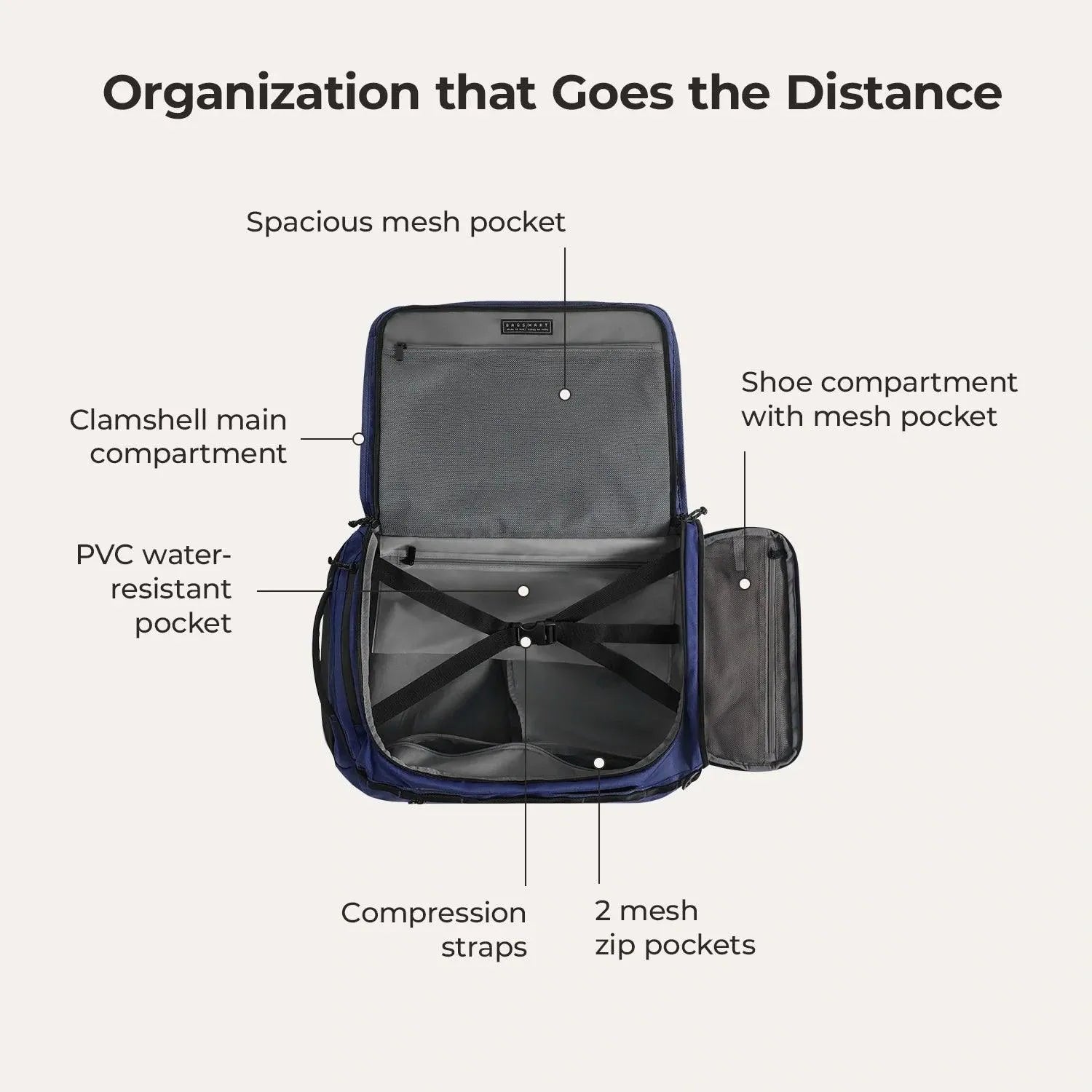 Paz 43L Duffle Backpack - Waterproof Travel Duffel Bag with Shoulder Strap for Gym, Camping & Weekend Getaways