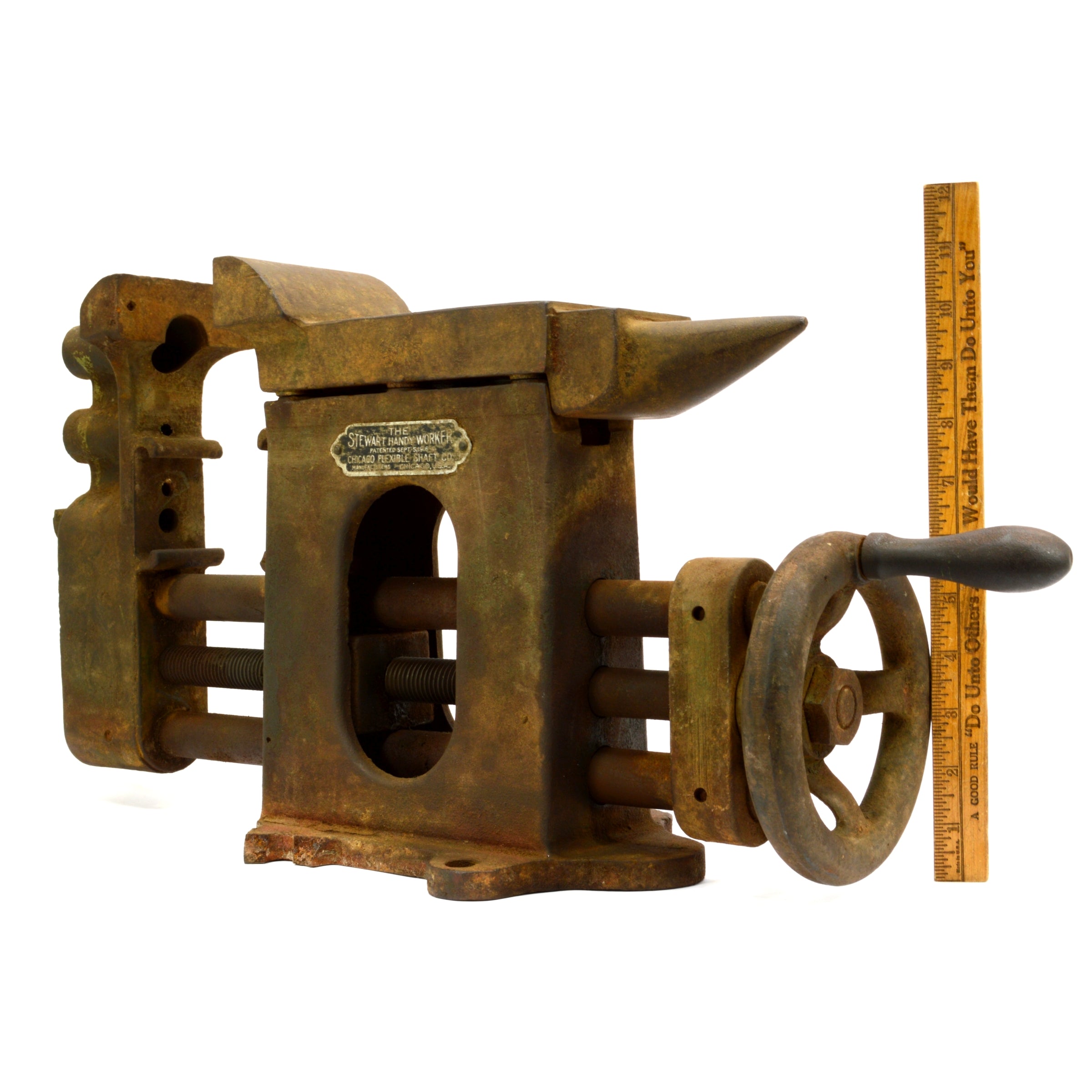 Vintage Antique Combo Anvil & Vise - Stewart Handy Worker by Chicago Flexible Shaft Co. | Heavy Duty Metalworking Tools for Blacksmithing, Jewelry Making & DIY Projects