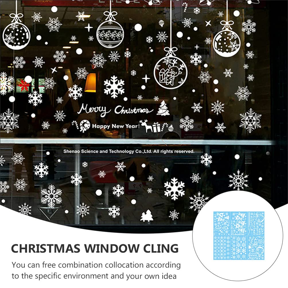 VALICLUD 1 Set of 24 Bell & Snowflake Window Cling Stickers - Christmas Electrostatic Decals for Glass Doors, Windows - Holiday Home Decor, Party, Office, Classroom (Winter Wonderland Theme)