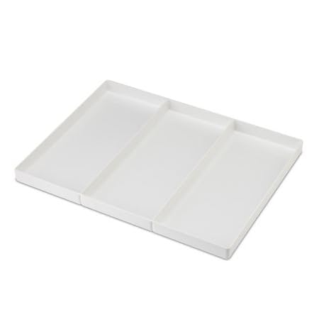 3-Section White Plastic Dental Drawer Organizer Tray for Medical & Dental Supplies - Perfect for Dental Carts and Clinic Organization