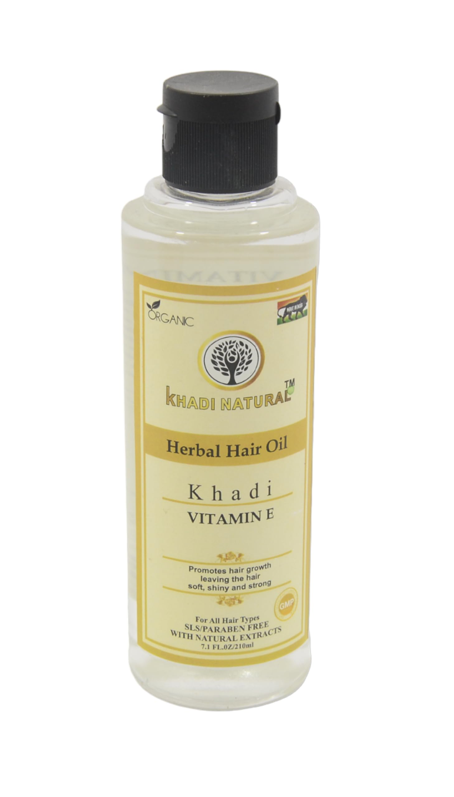 Khadi Natural Vitamin E Hair Oil - 210ml | Herbal Hair Growth Treatment for Nourishment, Shine & Scalp Health | Perfect for Daily Hair Care & Styling