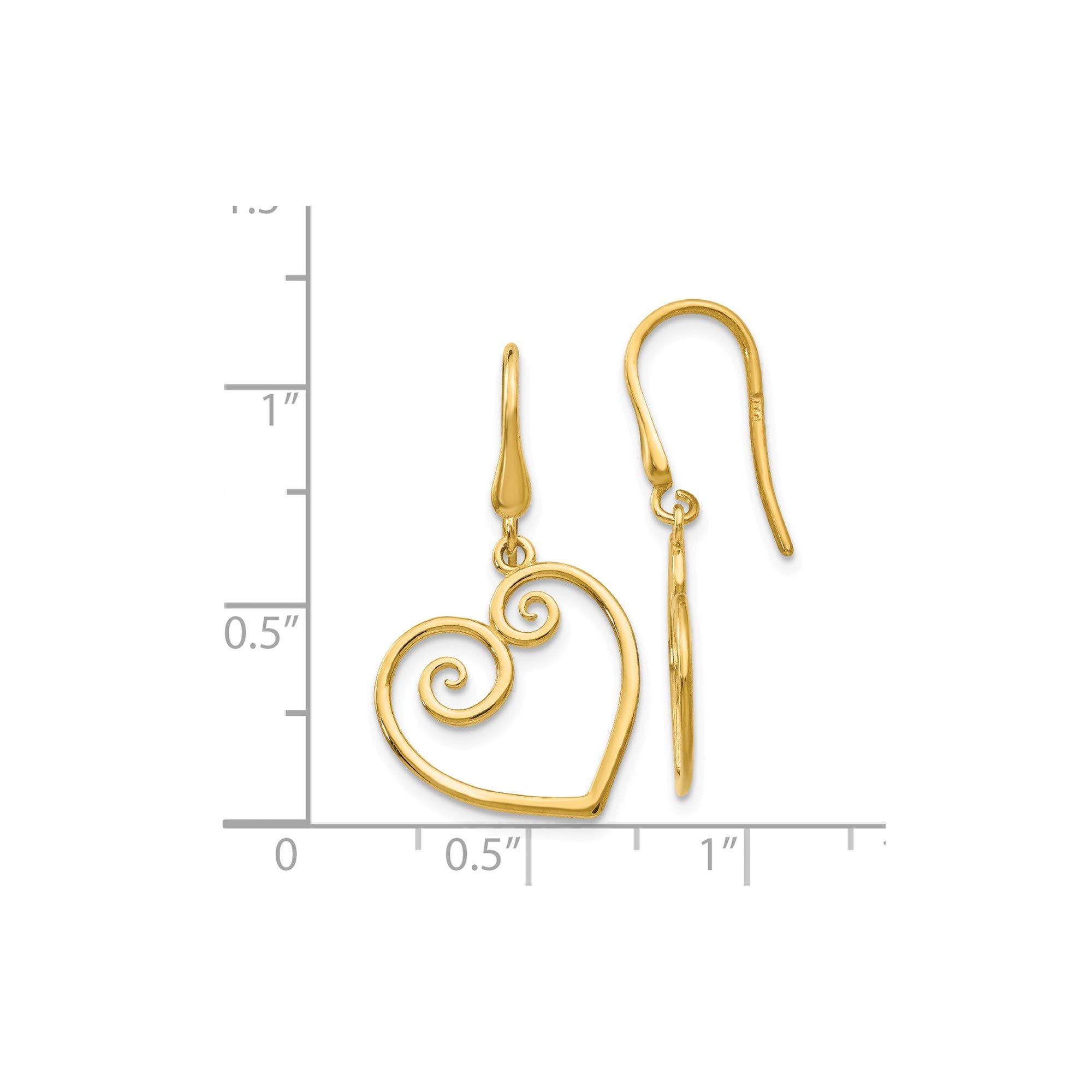 14K Yellow Gold Heart Dangle Shepherd Hook Earrings for Women - Valentine's Day Gift, Anniversary Jewelry - Perfect for Date Nights, Weddings & Special Occasions