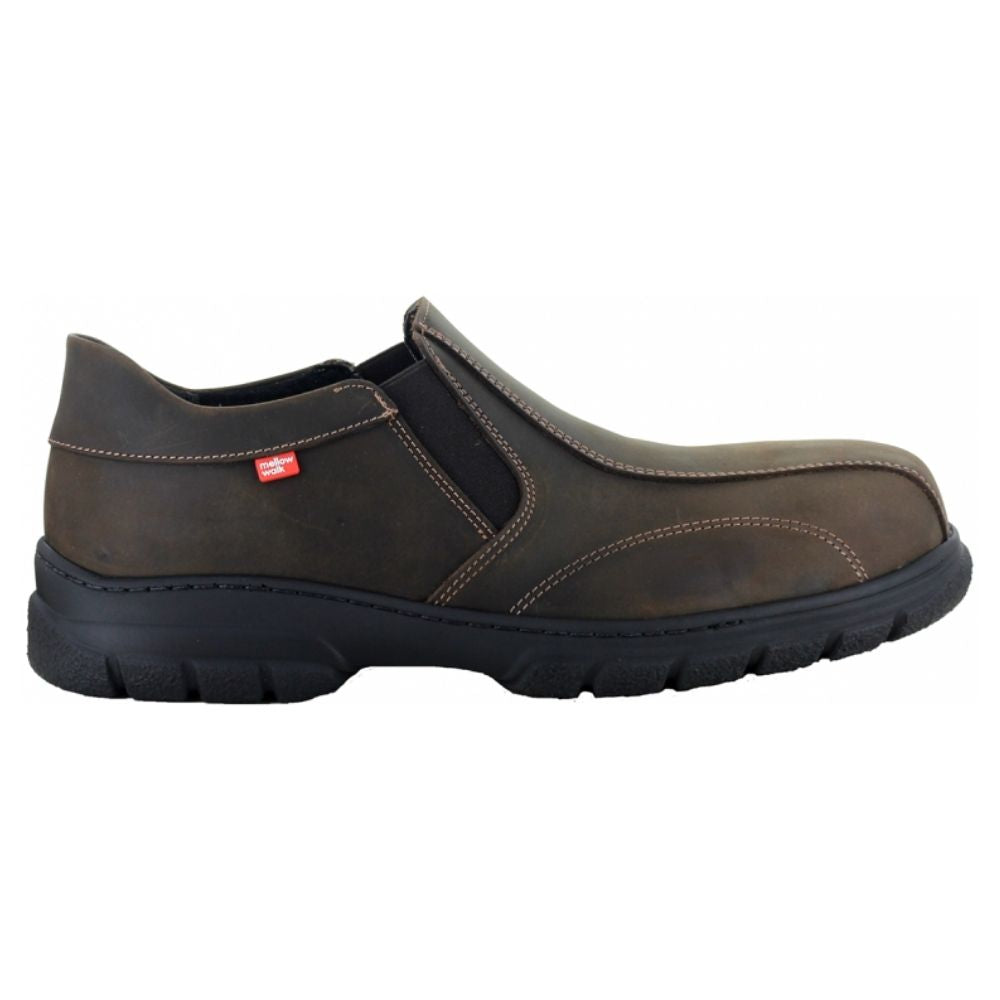 Mellow Walk Quentin Men's Slip-On Work Shoes - Metal-Free Composite Toe, Lightweight & Comfortable, Brown (541128) - Ideal for Construction, Warehouse & Industrial Safety Work