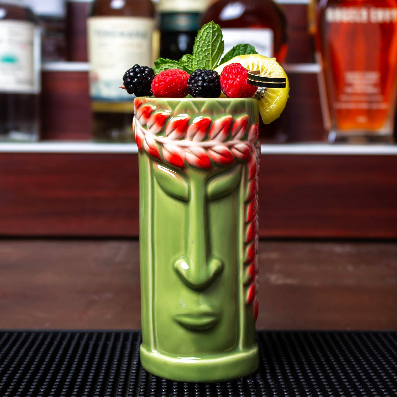 BarConic® Tiki Mug - 12oz Tropical Leaf Design Ceramic Cup for Cocktails, Beer & Beverages | Perfect for Luau Parties, Beach Bars & Summer Gatherings