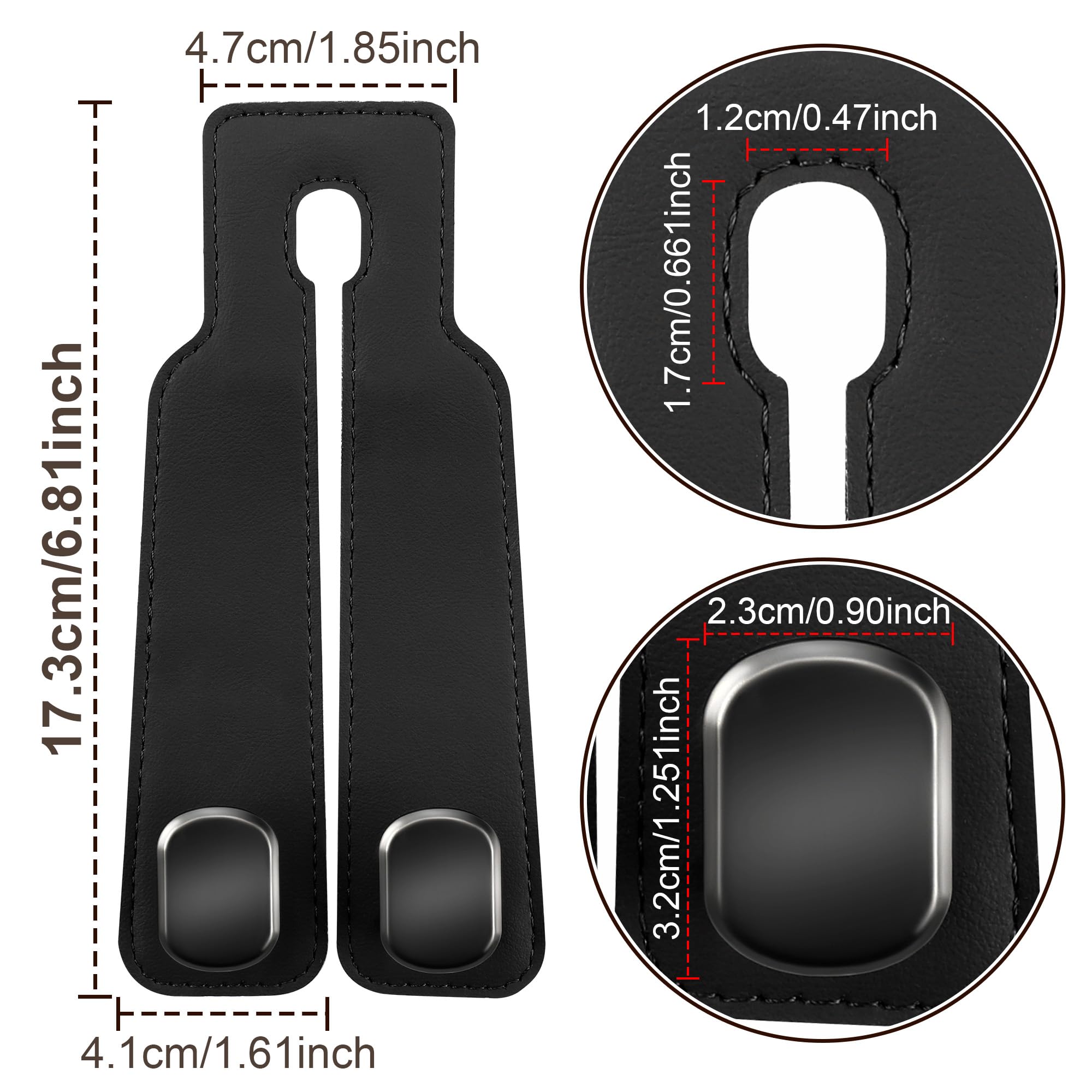 Amelity 2 Pack Black Car Seat Back Storage Hooks - Heavy Duty Headrest Hangers for Purses, Bags, Groceries & Organizing - Perfect for Road Trips, Shopping & Daily Commute