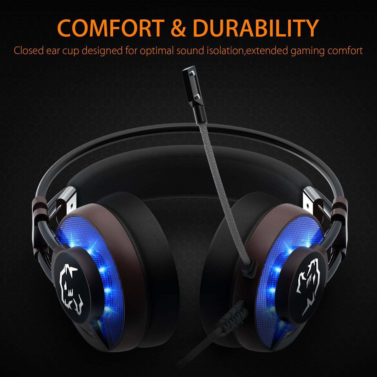 Best LED Gaming Headset with 7.1 Virtual Surround Sound & Noise-Isolating Mic - USB Over-Ear Headphones for PC, PS4, Laptop, Mac - Perfect for FPS, RPG & Online Gaming Sessions