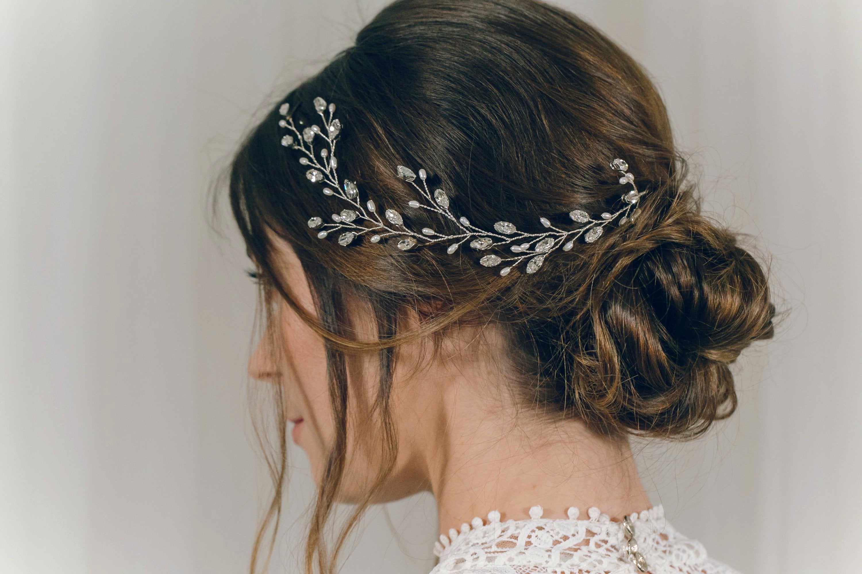 Cassie Small Crystal Leafy Hair Vine - Elegant Bridal Hair Accessory for Weddings, Prom, and Special Occasions