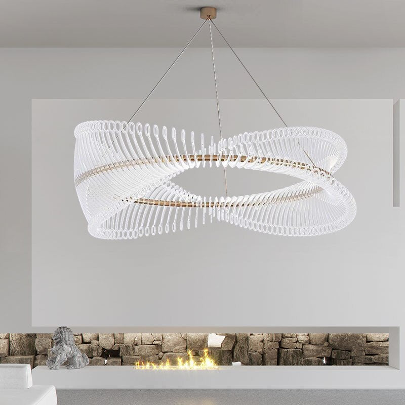 Elegant Spiral Acrylic Chandelier - Modern LED Ceiling Light Fixture for Dining Room, Living Room & Bedroom Decor | Energy Saving & Stylish Lighting Solution