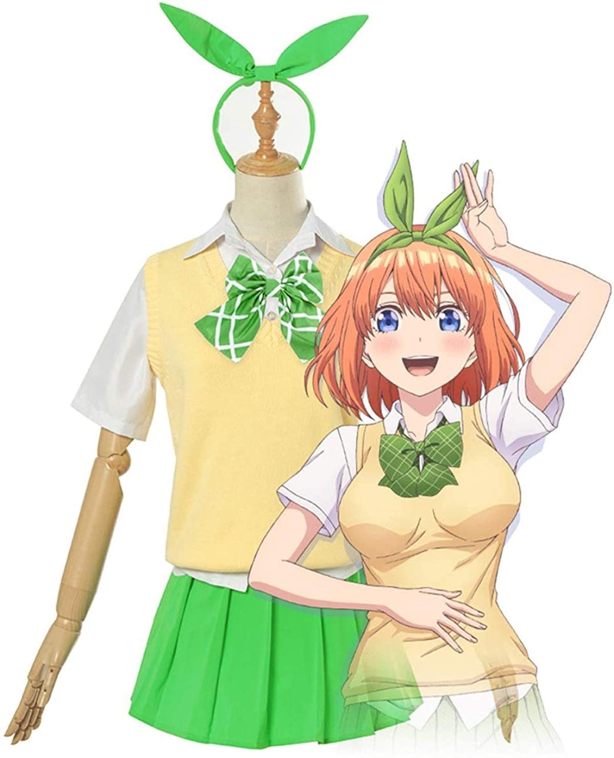The Quintessential Quintuplets Nakano Yotsuba Cosplay Costume - Anime School Uniform Summer Dress Full Set for Conventions & Cosplay Events