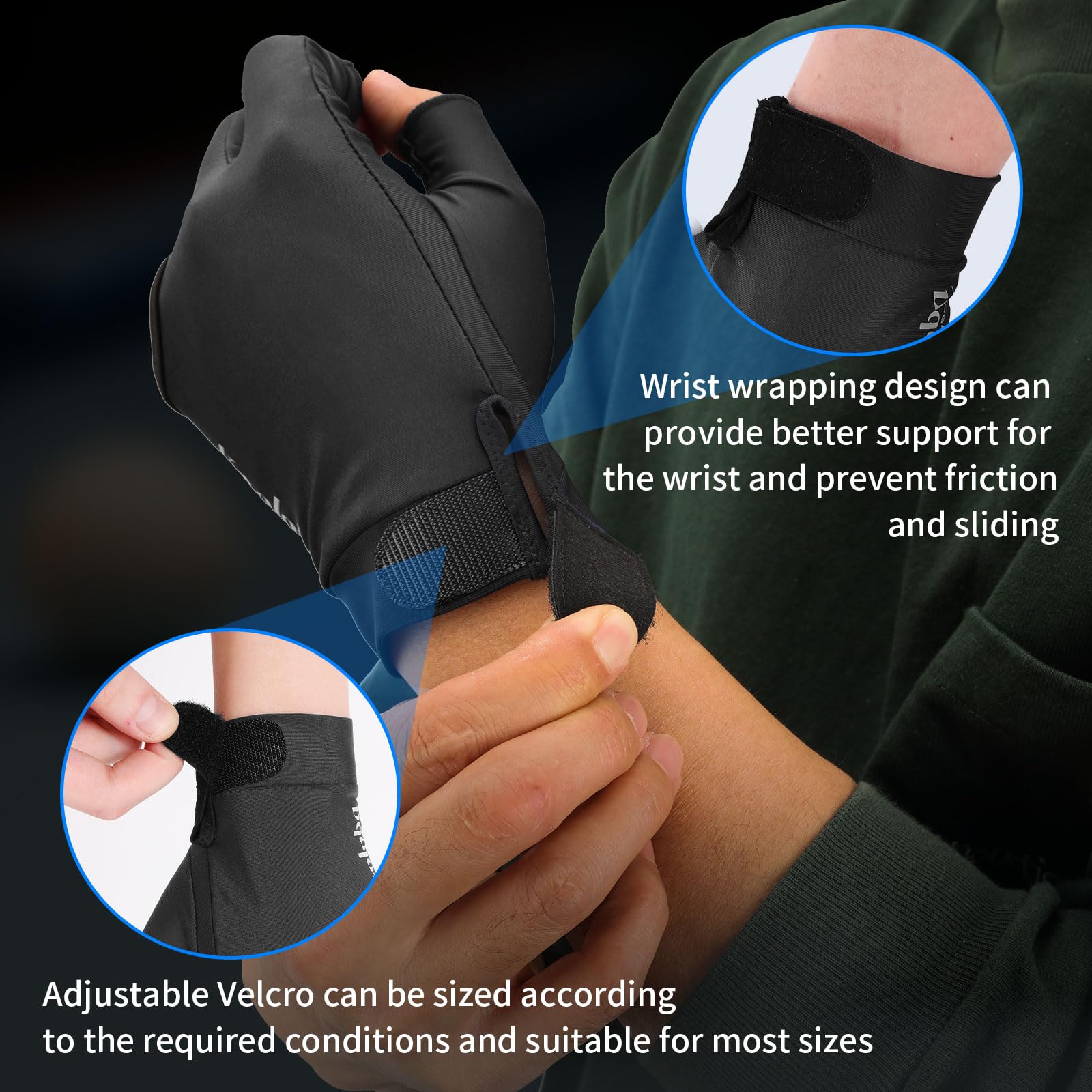 3 Finger Billiards Glove for Left Hand - Adjustable Velcro Snooker Shooting Glove for Men & Women, Perfect for Pool, Snooker, and Cue Sports Practice