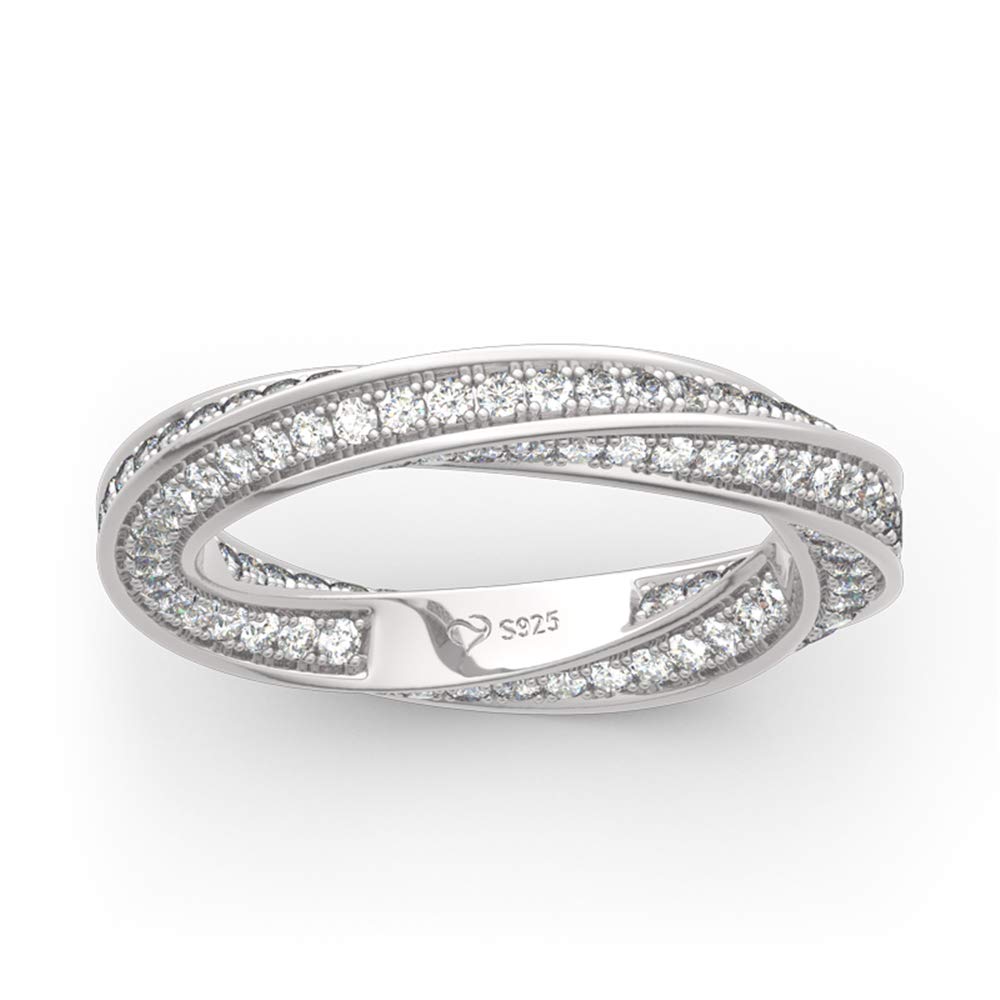 Jeulia 925 Sterling Silver Women's Twist Ring - Diamond Wedding, Engagement & Anniversary Promise Band for Her (Gift Box Included) | Perfect for Proposals, Bridal Jewelry & Romantic Gifts