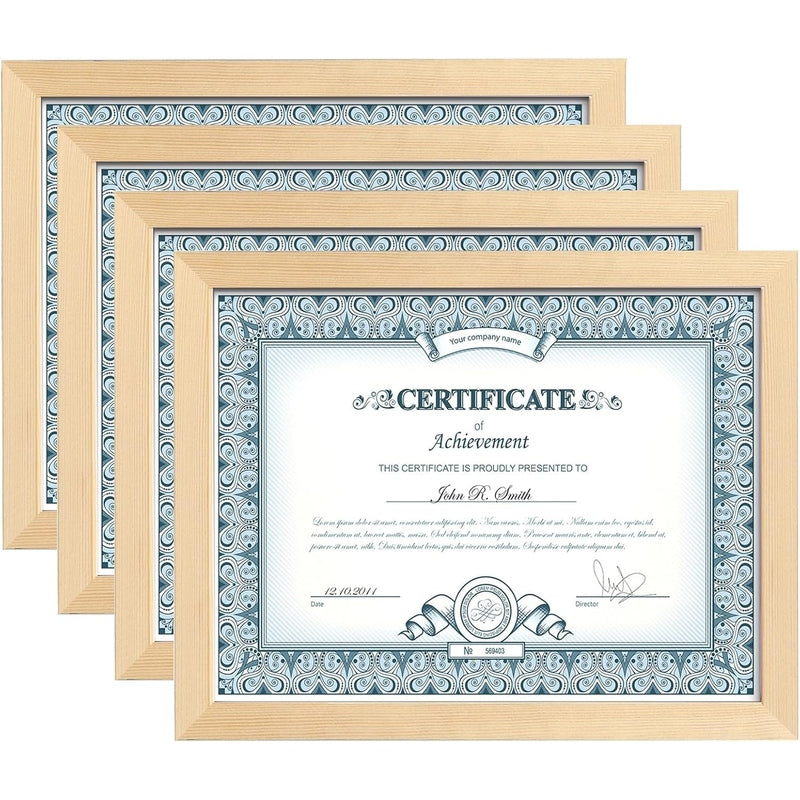 Premium Solid Wood Picture Frame Set of 4 - 8x10 Inches with/without Mat - Handcrafted Wall Photo Frames for Family Photos, Artwork & Home Decor - Perfect for Living Room, Bedroom & Office Display
