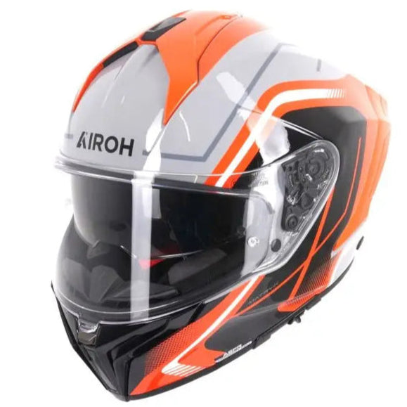 Airoh Matryx Wide Gloss Orange Motorcycle Helmet - Lightweight DOT Certified Full Face Helmet for Street Biking & Racing - Perfect for Urban Commuting & Adventure Touring