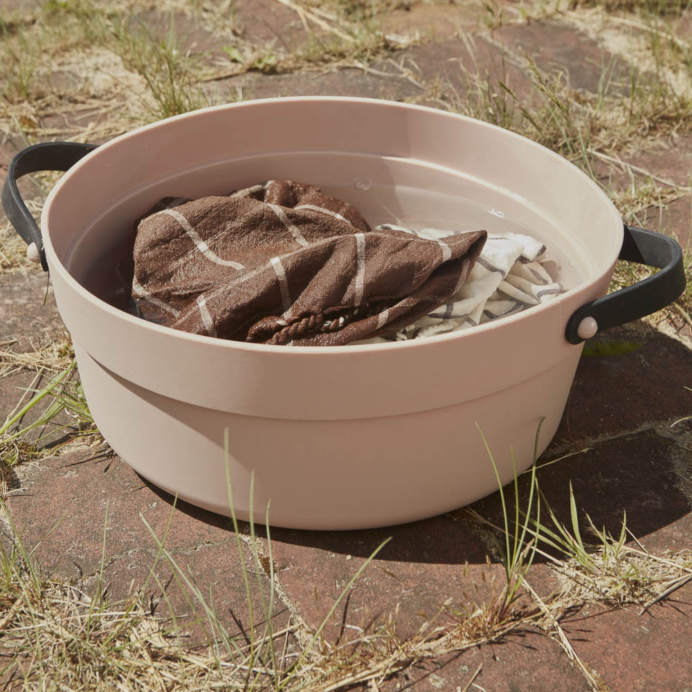 OYOY Mio Wash Tub - Durable Plastic Laundry Bucket with Handles, Black - Perfect for Laundry, Cleaning, and Storage at Home or Camping