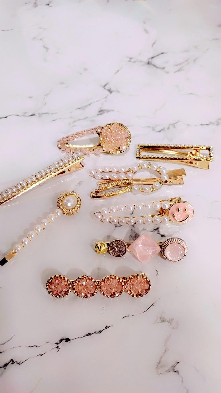 SIA VENDORS® Handmade Pearl Hair Clips - Elegant Alligator Bobby Pins & Barrettes for Women & Girls (16-Piece Set, Barbie Pink) - Perfect for Weddings, Parties & Everyday Hair Styling