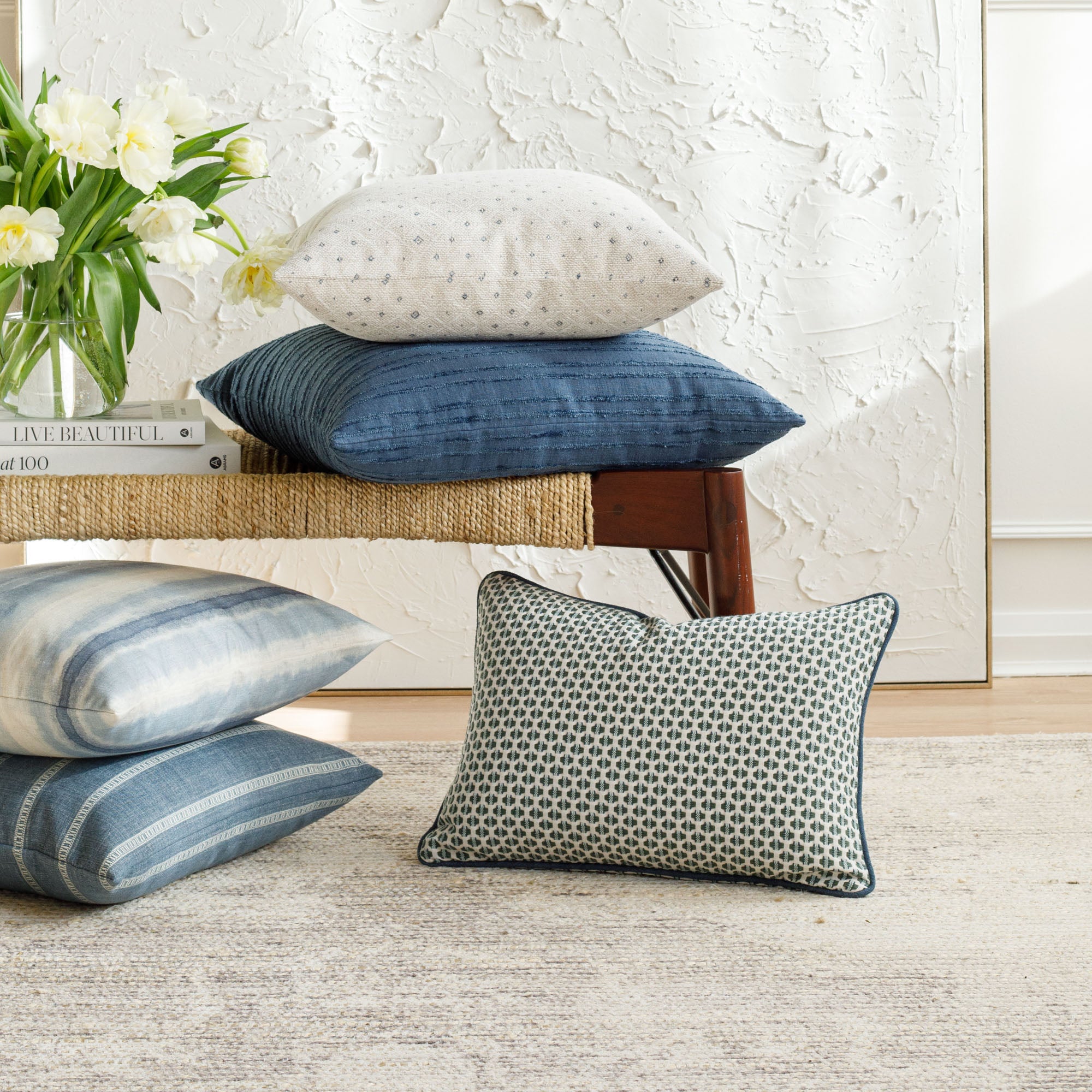 Kensington 14x20 Lumbar Support Pillow for Office Chair & Sofa - Comfortable Back Cushion in Lagoon Blue - Perfect for Home, Office & Car Use