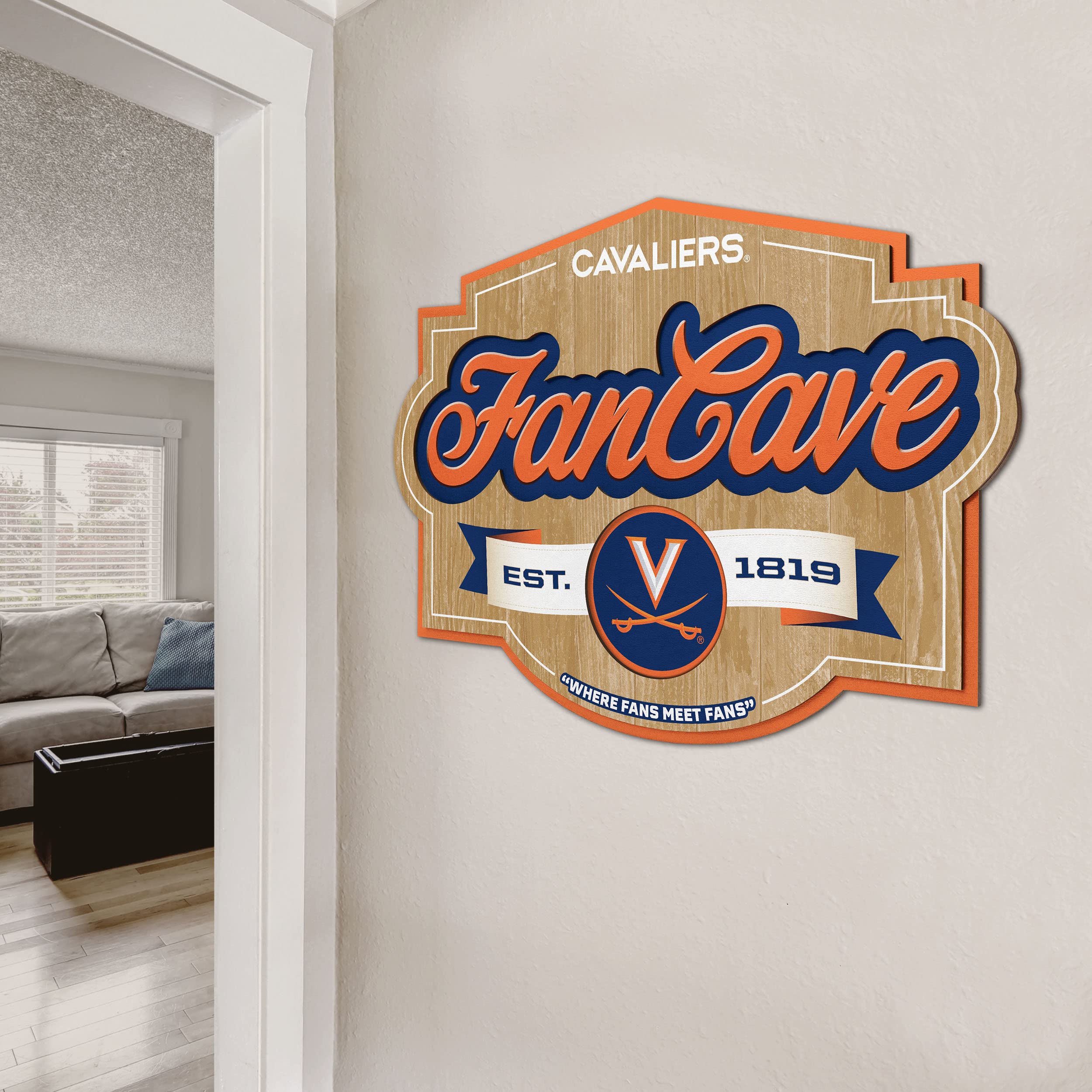 YouTheFan NCAA College Sports Fan Cave Sign - Perfect for Game Room, Man Cave, and Tailgating Decorations