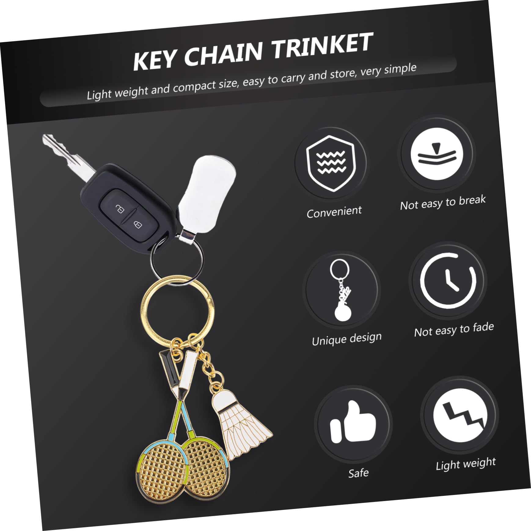 Kisangel Badminton Keychain - Metal Badminton Ball Key Ring for Sports Enthusiasts | Perfect Gift for Badminton Players and Fans
