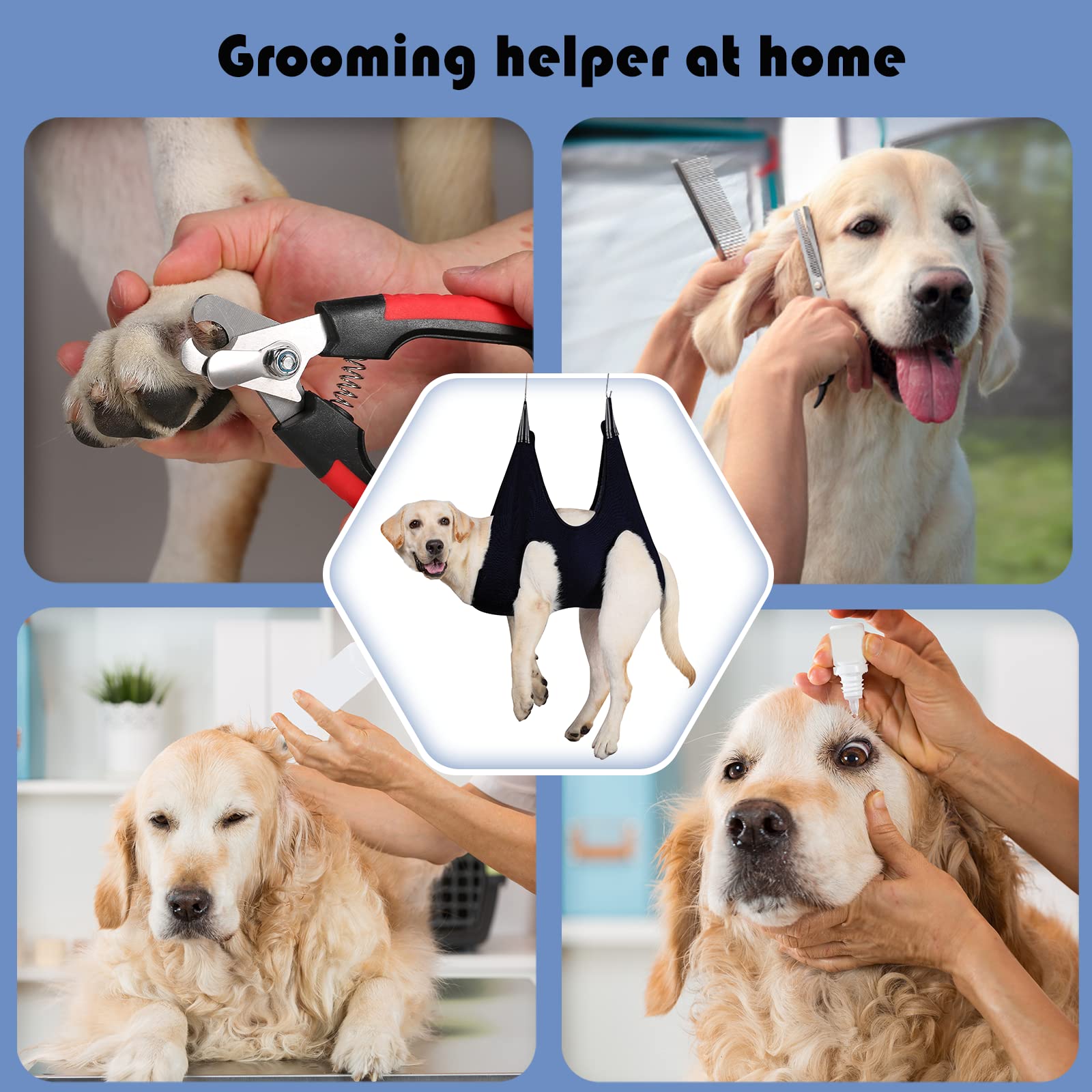 **Guzekier Dog Grooming Hammock for Nail Trimming – Pet Grooming Sling with Nail Clippers, Trimmer, File & Comb – Safe Restraint Bag for Ear & Eye Care – Perfect for Home & Professional Pet Grooming**
