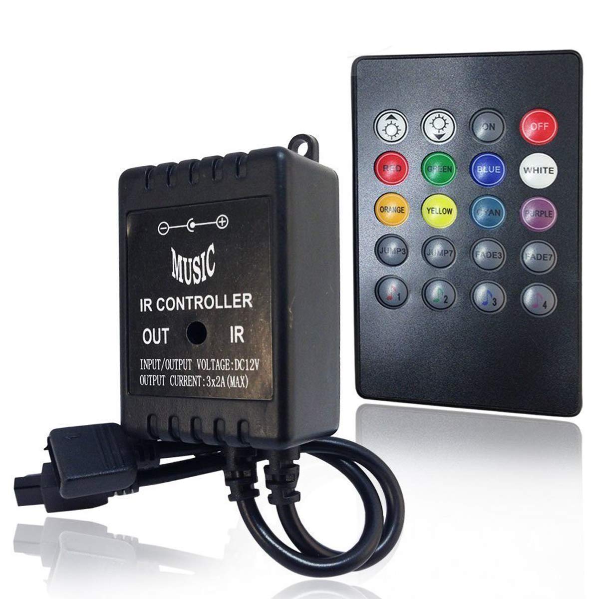 SUPERNIGHT 20-Key Infrared Music Controller with Sound Sensor - Compatible with 5050/3528/5630 RGB LED Strip Lights (Perfect for Home Theater, Party Lighting & Smart Home Automation)