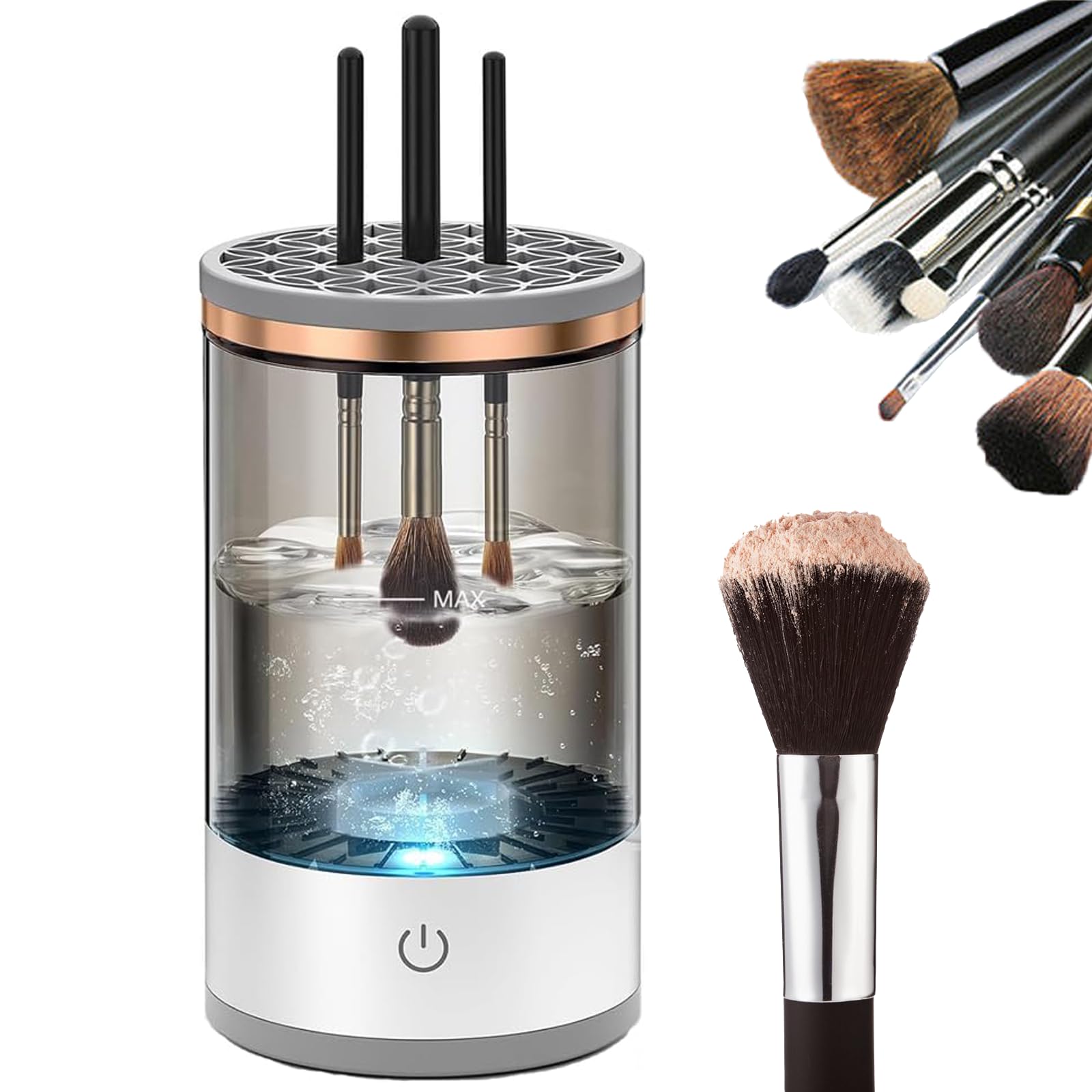 Upgrade Electric Makeup Brush Cleaner - Automatic Rotary Cosmetic Brush Washer for Foundation, Blush, Eyeshadow Brushes | Perfect Cleaning Tool for Makeup Artists & Beauty Enthusiasts | Great Gift for Women, Moms & Teens (Use at Home, Salon or Travel)