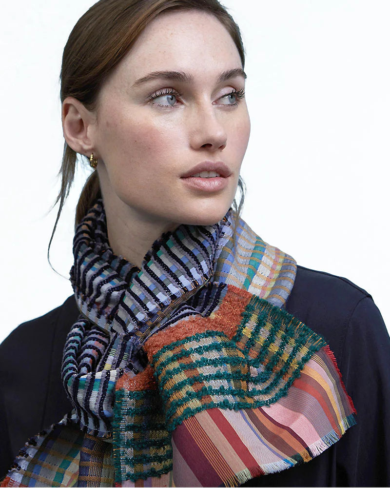 Wallace Sewell AllHallows Indigo Silk Block Scarf - Luxury Fashion Accessory for Women, Perfect for Office, Parties & Special Occasions