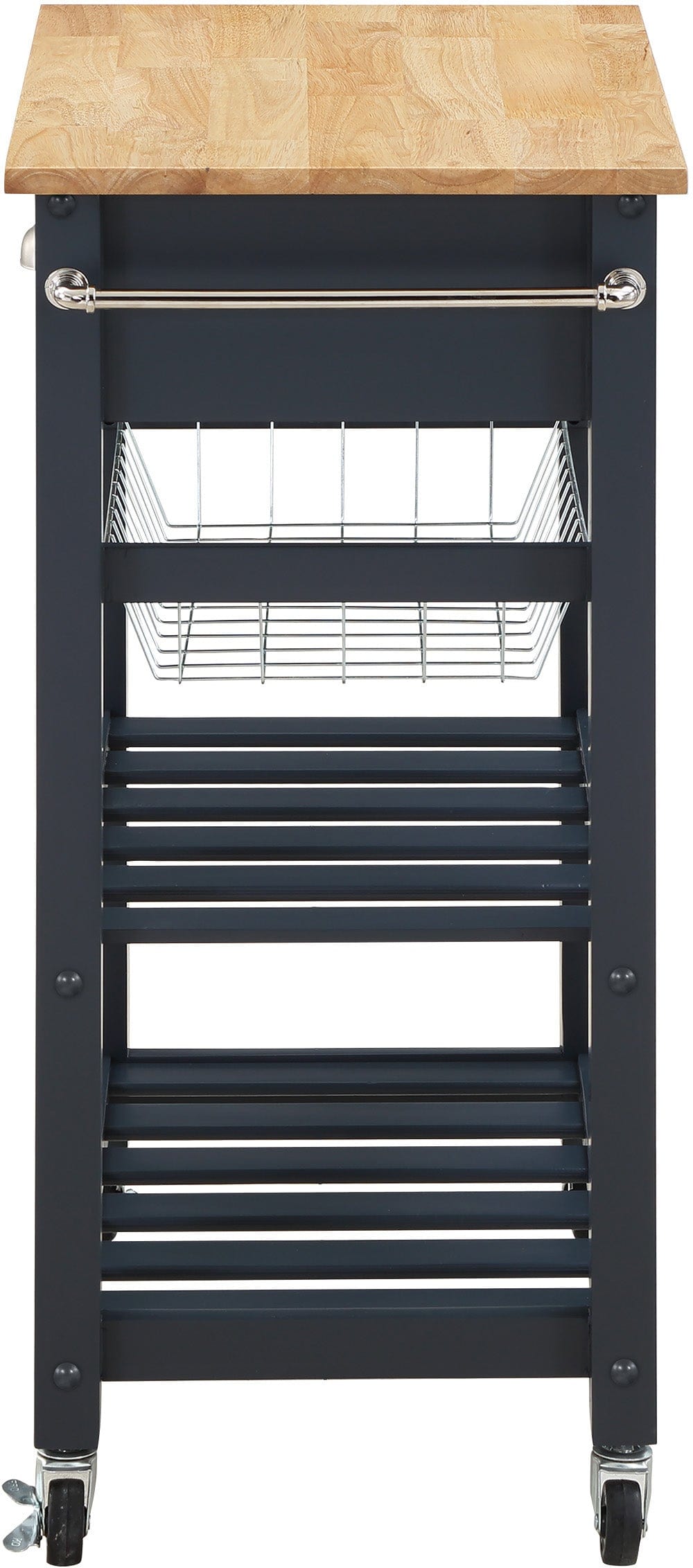 Office Star Hampton Kitchen Cart with Wheels - Portable Rolling Island for Small Spaces, Kitchen Storage & Prep Station - Perfect for Apartments, Dorms & Home Cooking