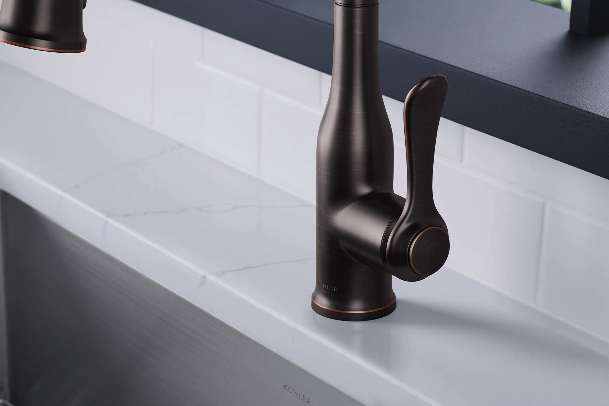 Kohler K-R23863-SD-2BZ Motif Single Handle Pull-Down Kitchen Faucet in Oil-Rubbed Bronze - Perfect for Modern Farmhouse & Rustic Style Kitchens