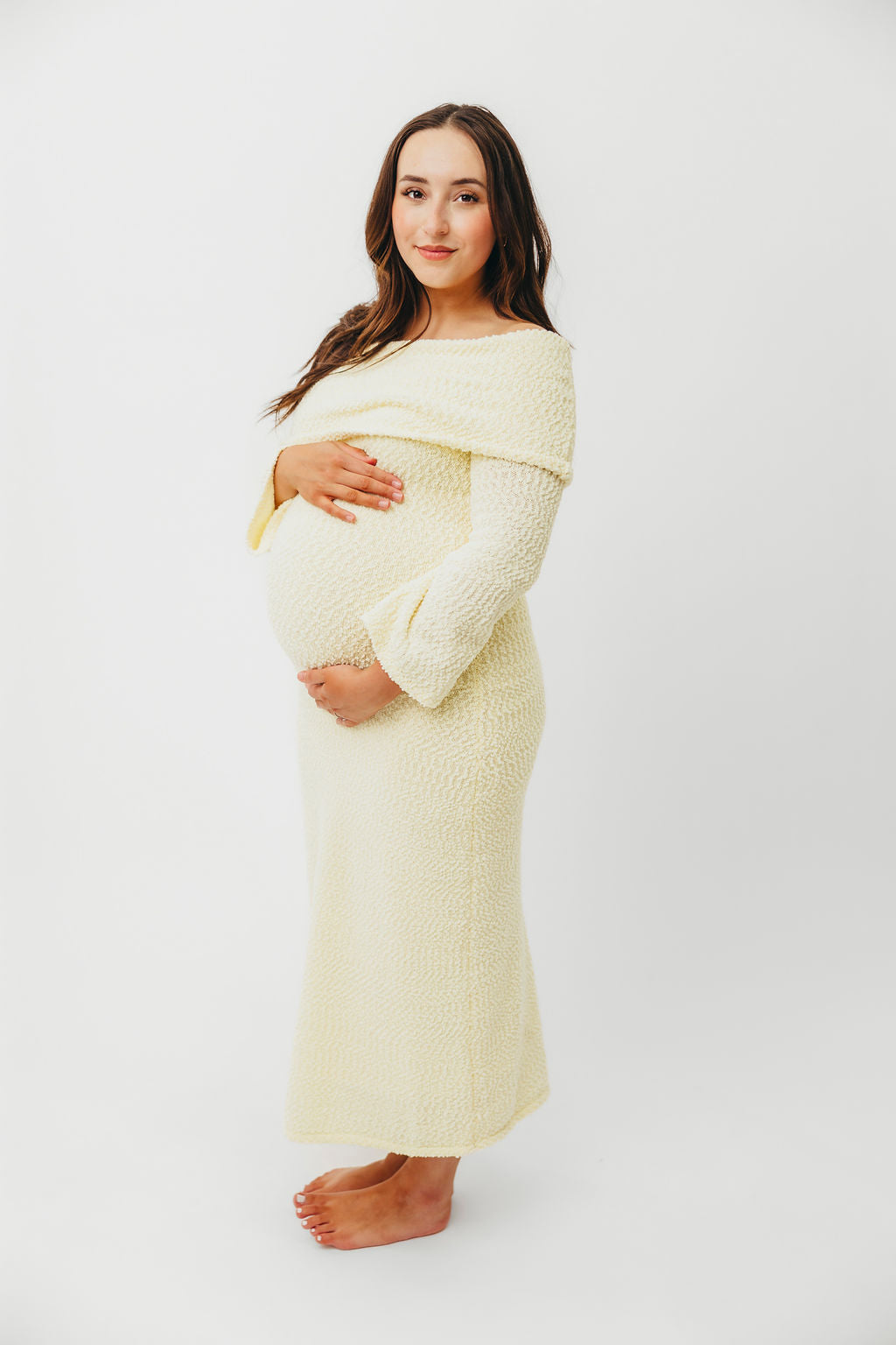Butter Yellow Nora Knit Maxi Dress - Bump Friendly Maternity Dress for Pregnancy, Nursing & Postpartum | Comfortable Stretchy Fabric for Casual Wear, Baby Shower & Special Occasions