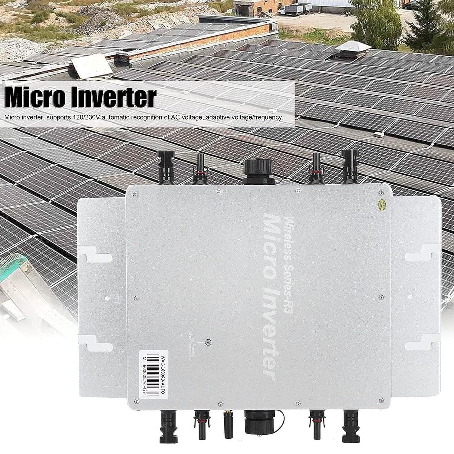 2000W Solar Micro Inverter - Waterproof MPPT Grid Tie Inverter with Pure Sine Wave (120V/230V) for Home Solar Systems | Automatic Power Identification | Ideal for Rooftop Solar Panels & Off-Grid Applications