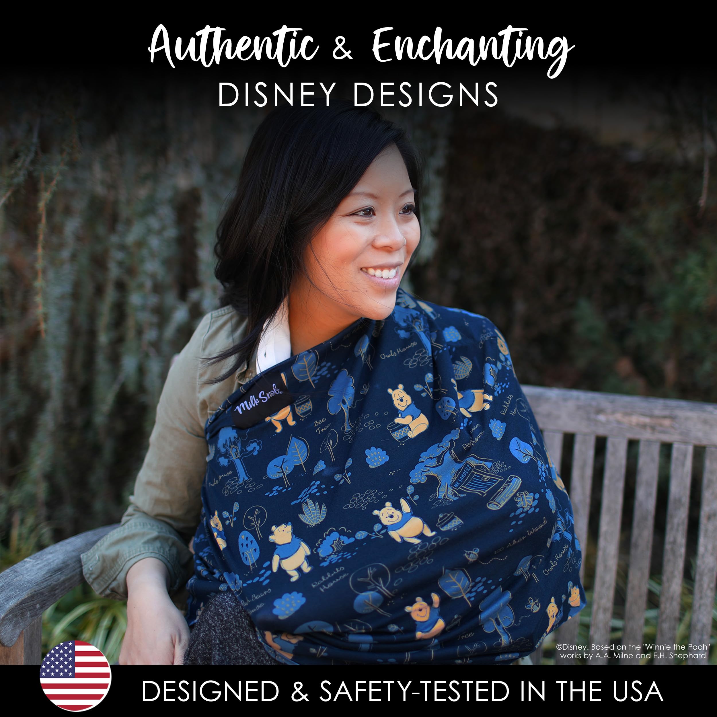 Milk Snob Original Disney Winnie The Pooh 5-in-1 Nursing Cover - Baby Car Seat Cover, Stroller Canopy, High Chair Cover, Shopping Cart Cover & Breastfeeding Privacy Cover | Newborn Essentials for Nursing Moms | Perfect for Travel, Shopping & Outdoor Activities