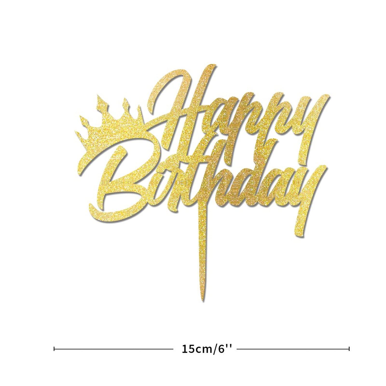 Personalized Elegant Wooden Happy Birthday Cake Toppers for Kids & Adults - Custom Name Anniversary Party Decorations, Bridal Shower Gift Ideas with Glitter - Perfect for Birthday Cakes, Anniversary Celebrations and Special Occasions