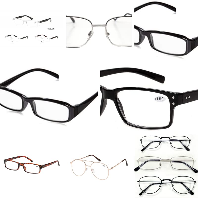 105-Pack Black Medium Reading Glasses for Men & Women - Assorted Magnification +1.00 to +3.50 - Perfect for Reading, Computer Work & Crafts - Bifocal Readers with Lightweight Frames & Anti-Slip Nose Pads
