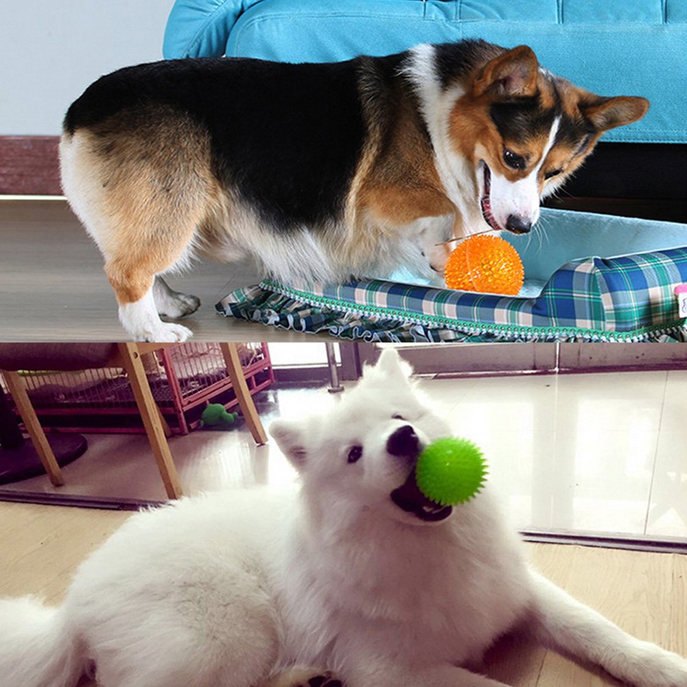 3 Pack Squeaky Chew Balls for Dogs & Cats - Soft, Bouncy Pet Chewing Toys for Puppies & Adult Pets - Helps Clean Teeth & Relieve Anxiety - Great for Indoor & Outdoor Playtime