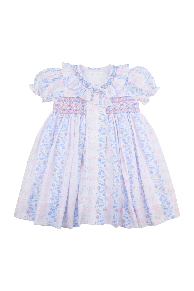Cecil & Lou Girls Floral Bow Smocked Dress - Cute Summer Outfit for Toddler, Birthday Party & Family Photos
