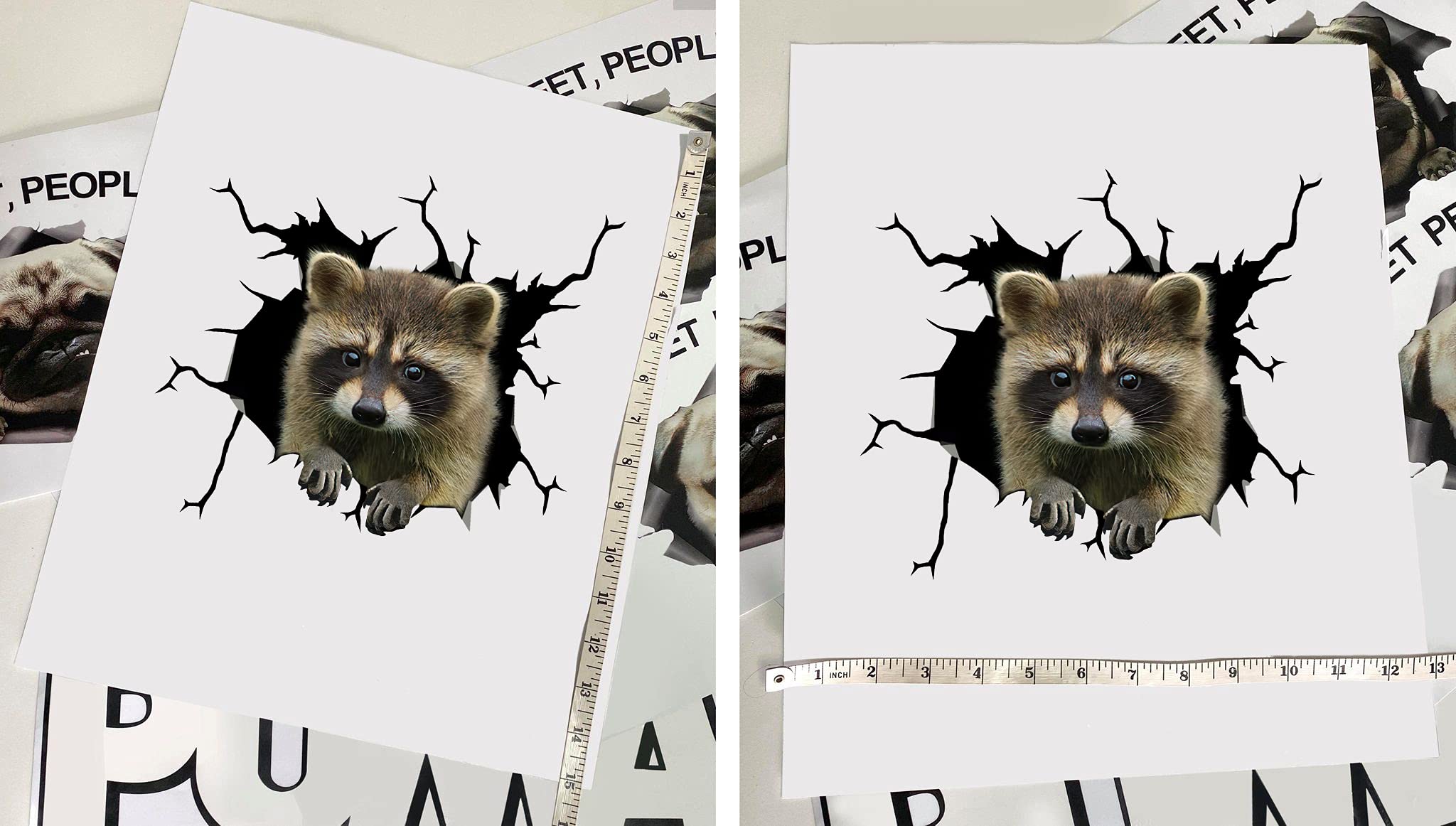 Realistic Raccoon Car Decals - Pack of 2 Wild Animal Stickers for Windows & Walls (10