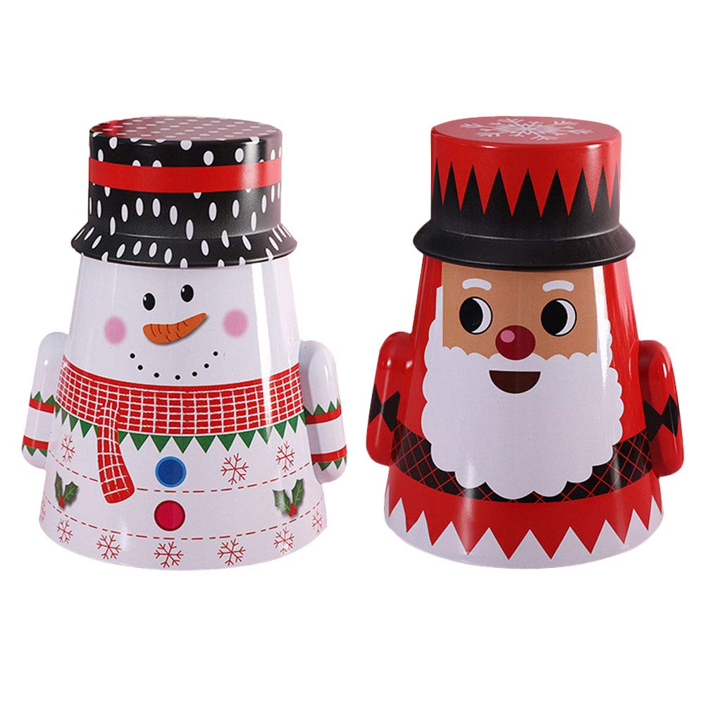 LIOOBO 2-Pack Christmas Tumbler-Shaped Storage Boxes - Decorative Metal Candy Containers for Holiday Treats & Gifts - Festive Home Decor & Party Accessories - Perfect for Christmas Tree Ornaments, Gift Wrapping & Seasonal Display