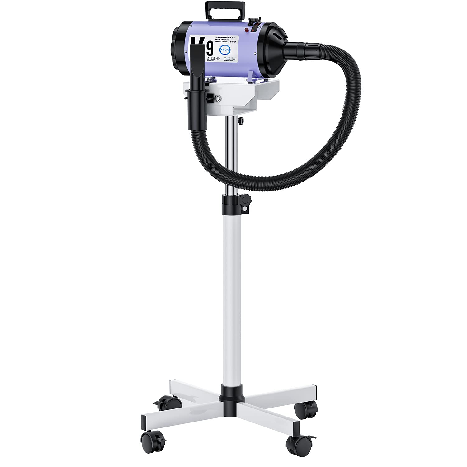 PetLife 4.3HP High Velocity Professional Pet Grooming Dryer with Adjustable Speed & Heater - Perfect for Dog & Cat Grooming at Home or Salon