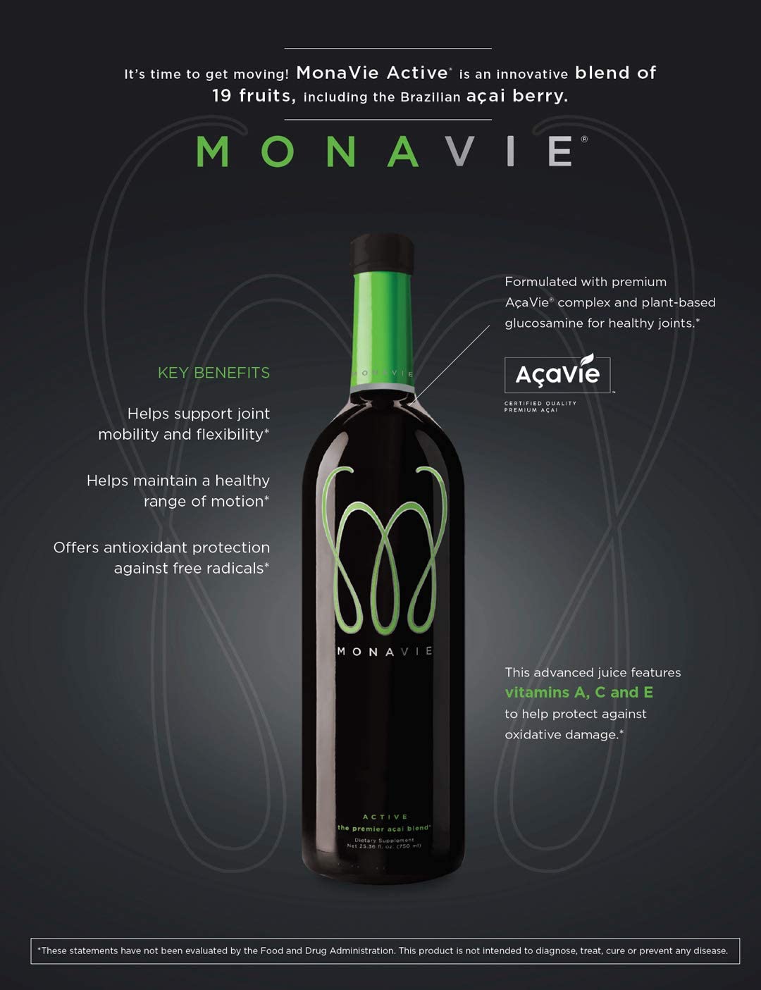Monavie Active Antioxidant Juice - 1 Case (4 Bottles, 25.3oz Each) | Premium Acai Berry Blend for Energy & Immunity | Perfect for Workouts, Recovery & Daily Wellness