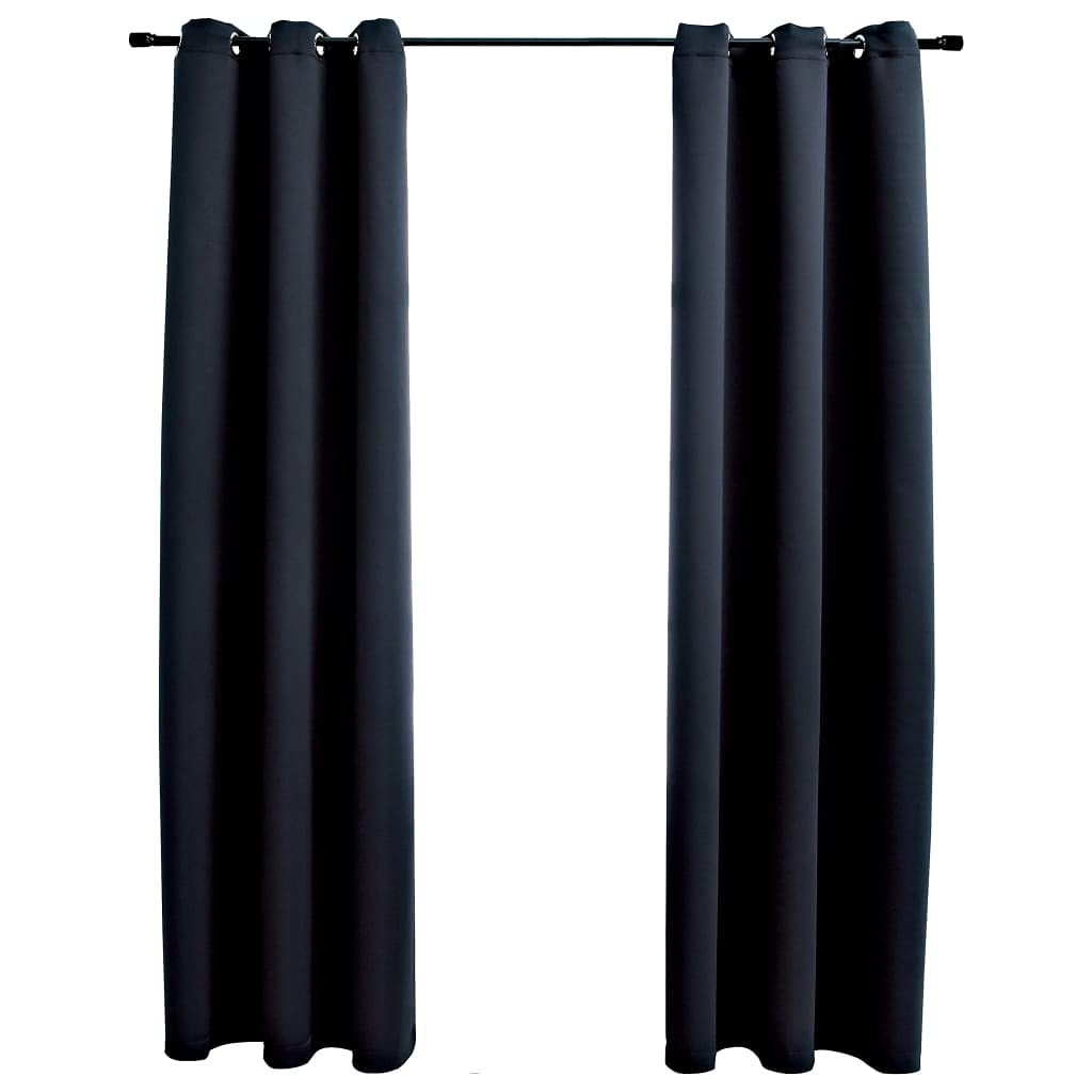 Blackout Curtains for Bedroom - 2 Pack Thermal Insulated Black Drapes with Rings (37x84 Inches) - Light Blocking Window Treatments for Living Room, Nursery & Office - Perfect for Shift Workers & Light Sleepers