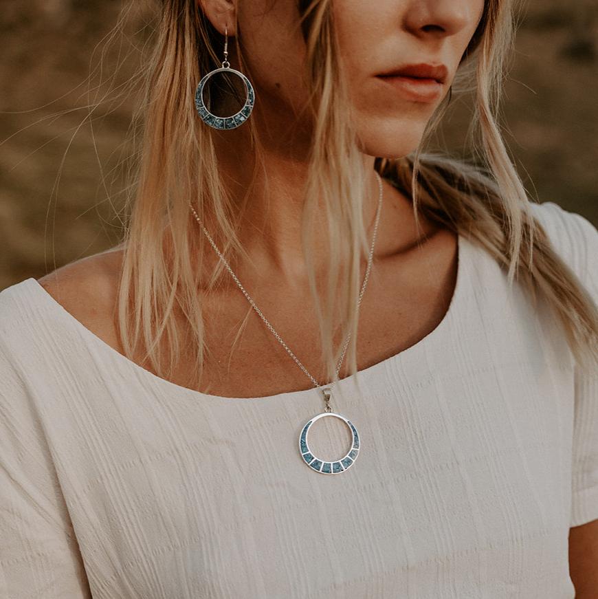 Radiante Solar Eclipse Turquoise Earrings – Handmade Sterling Silver Dangle Earrings for Women | Perfect for Parties, Weddings & Everyday Wear