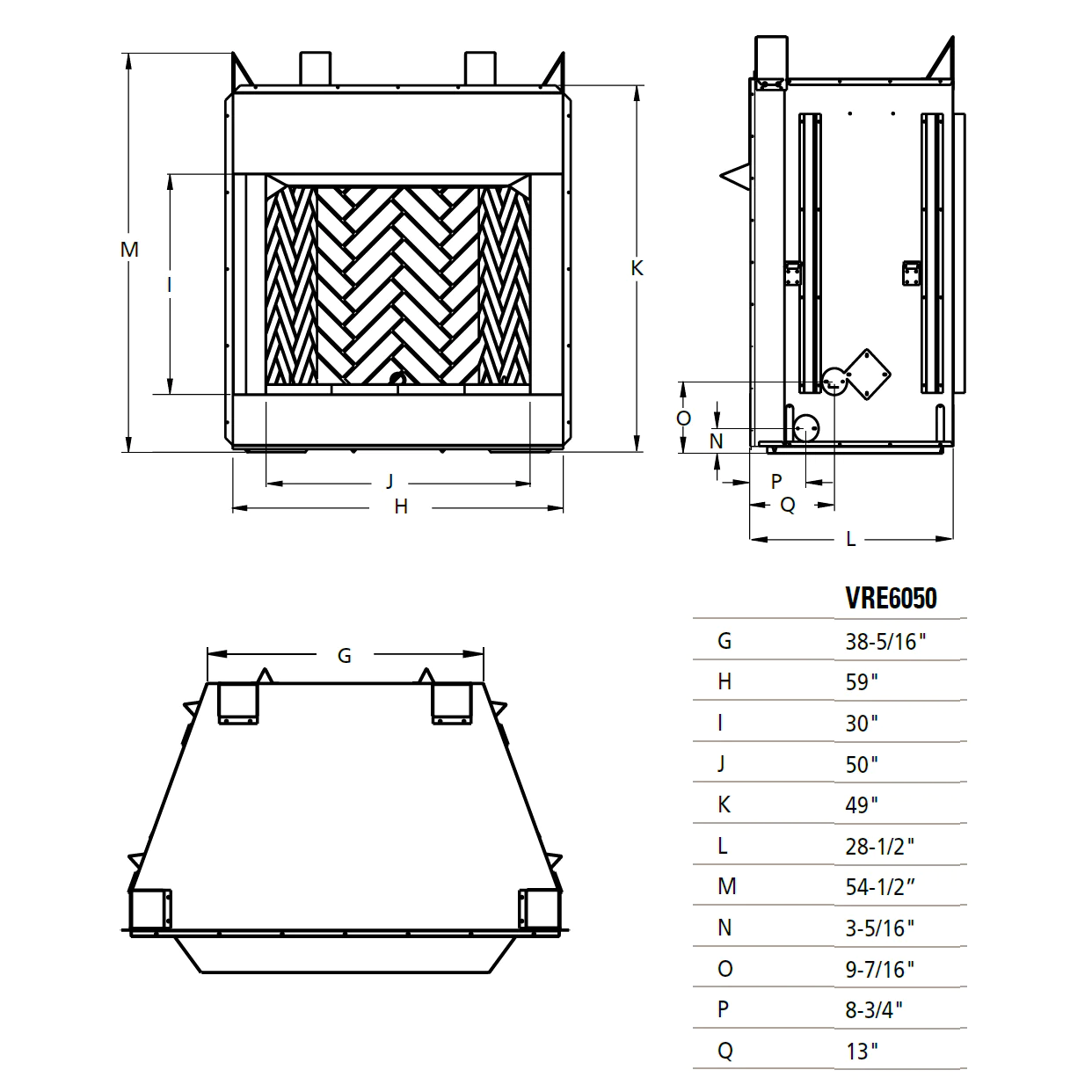 50 Inch Vent-Free Outdoor Gas Firebox - VRE6050 Masonry Heater for Patio, Deck, and Backyard Relaxation