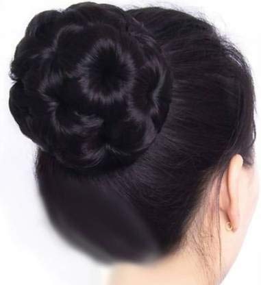 V WOMEN Set of 1 Women's Hair Clutchers Juda Bun With Artificial Synthetic Hair Extension Natural - Black | Hair Accessories for Women | Perfect for Parties, Weddings & Everyday Styling