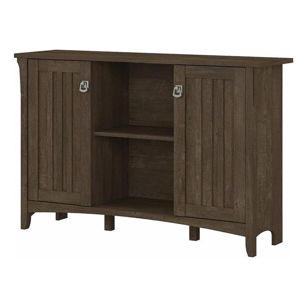 BOWERY HILL Modern Brown Engineered Wood Storage Cabinet with Doors - Perfect for Living Room, Bedroom & Home Office Organization