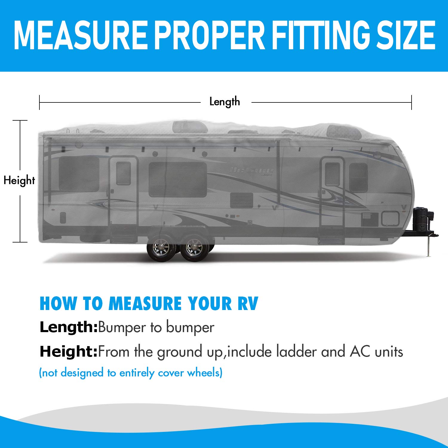 XGEAR Heavy-Duty 6-Ply Ripstop Waterproof RV Cover for Travel Trailers 20'-22' | Windproof Buckles & Storage Bag Included | All-Weather Protection for Camping & Outdoor Storage